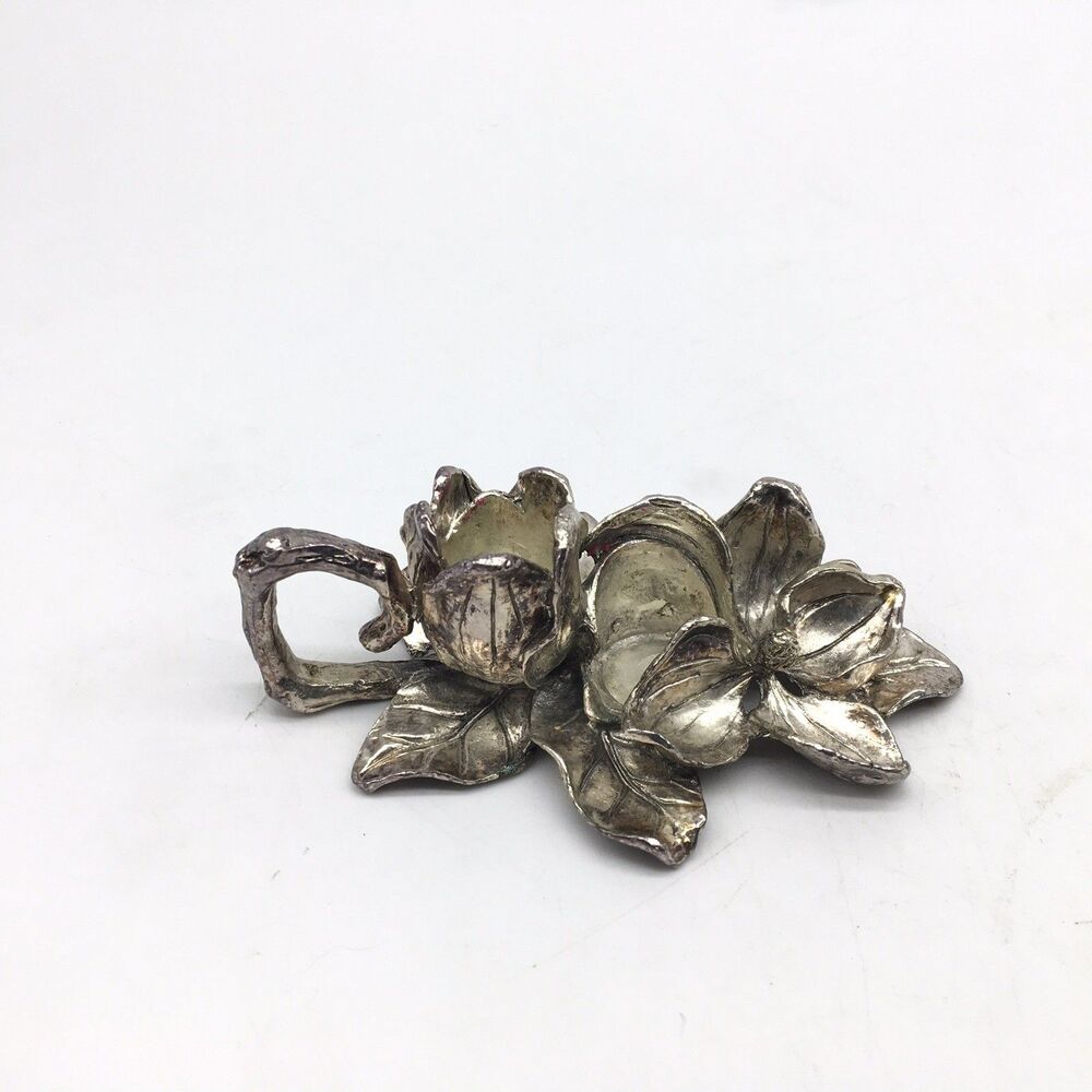 Vtg Arthur Court Magnolia Flower Salt & Pepper Holder Base Only Candle Holder